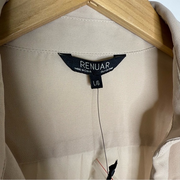 Renuar Split Neck 2-in-1 Shirt Size Large Bone Color NWT - Picture 6 of 7